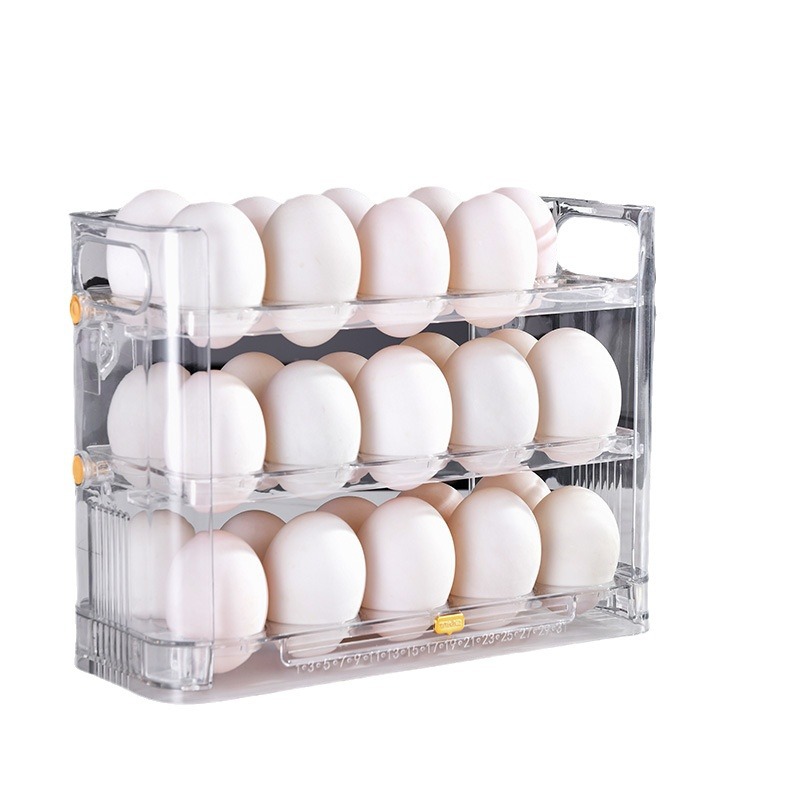 Egg storage box kitchen fresh-keeping egg box storage artifact refrigerator side door egg holder flip egg rack