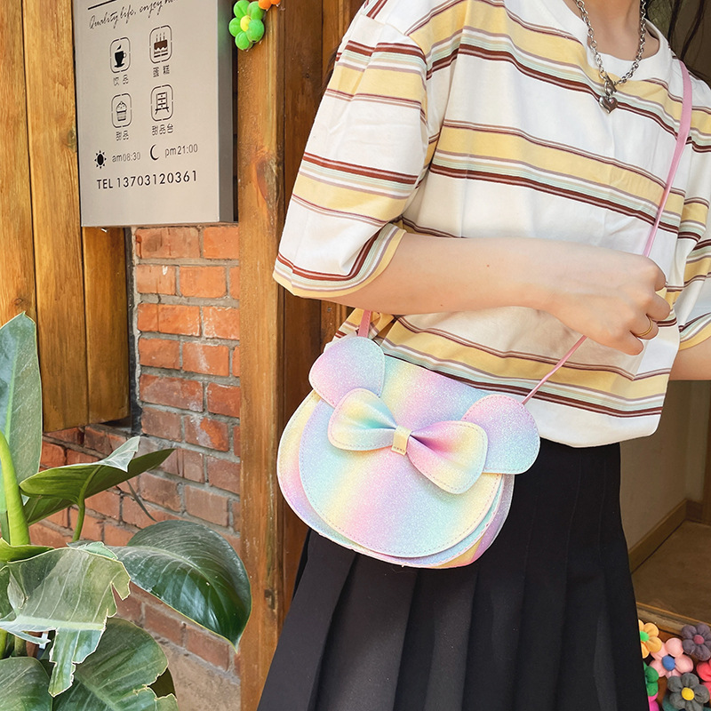 Foreign Trade Cross-border New Korean-style Cute Cute Colorful Sequins Bow Soft Girl Student Children's Small Bag PU Women's Bag