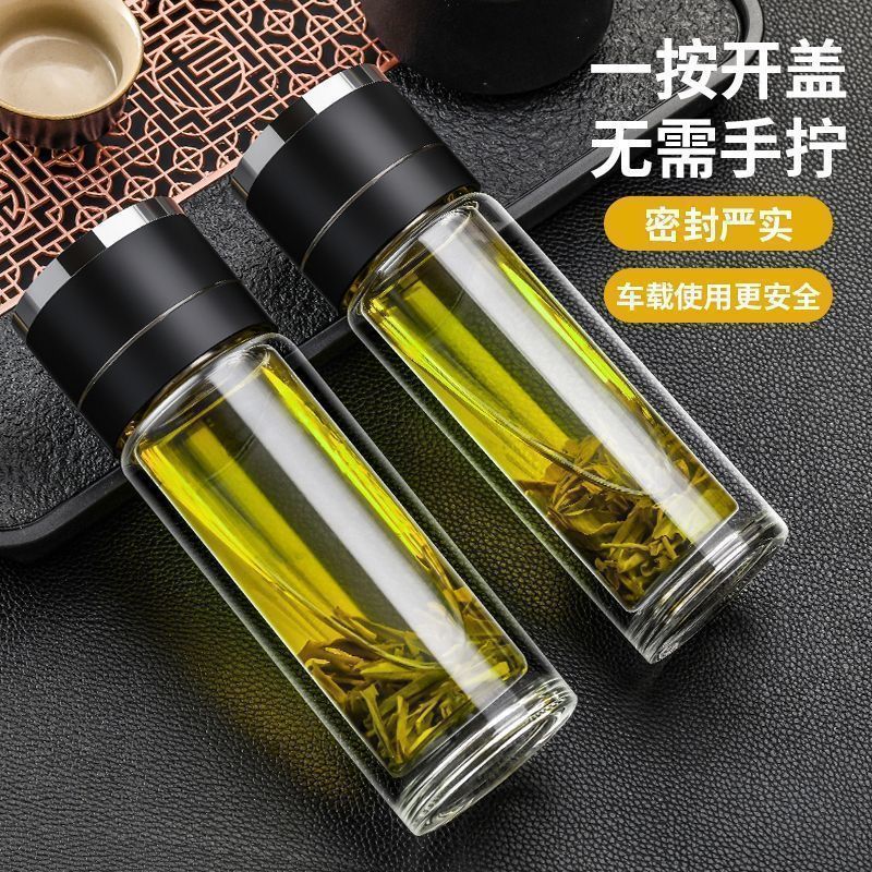 Tempered Glass Cup, Anti-Fall and Unbreakable, Large Set, Explosion-Proof, Portable for Men and Women, Insulated for Business Trips, Filtered Tea