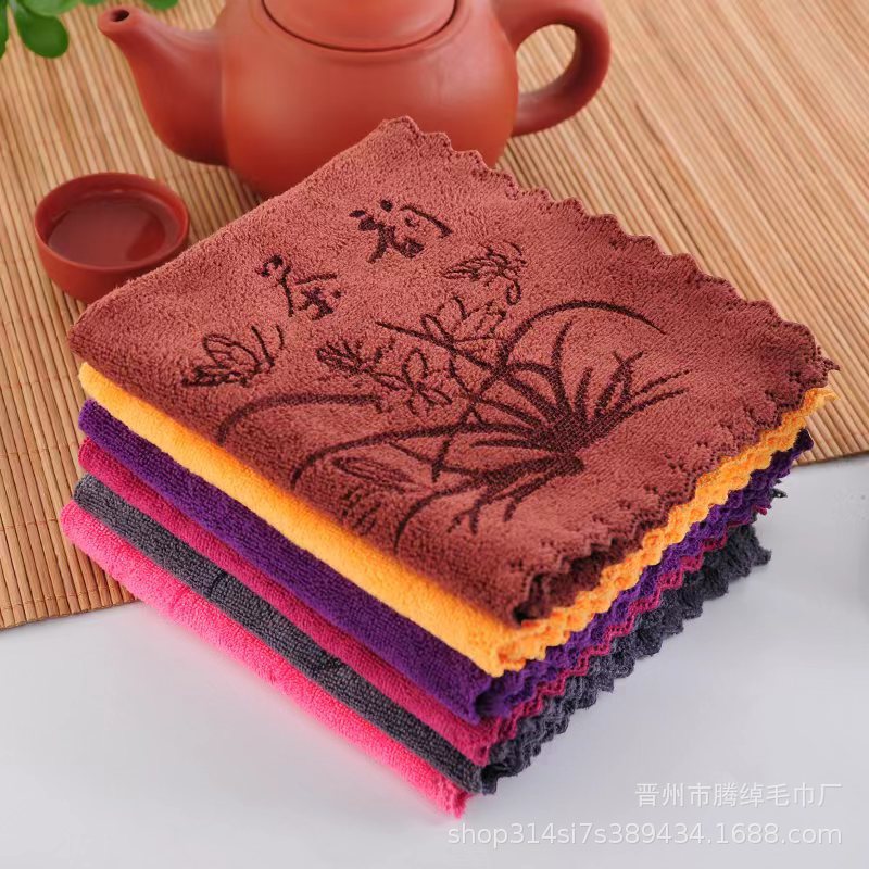 Tea Towel Absorbent Tea Towel Tea Table Rag Thickened Pot Towel Kung Fu Tea Towel Tea Pad Small Square Towel Set Logo
