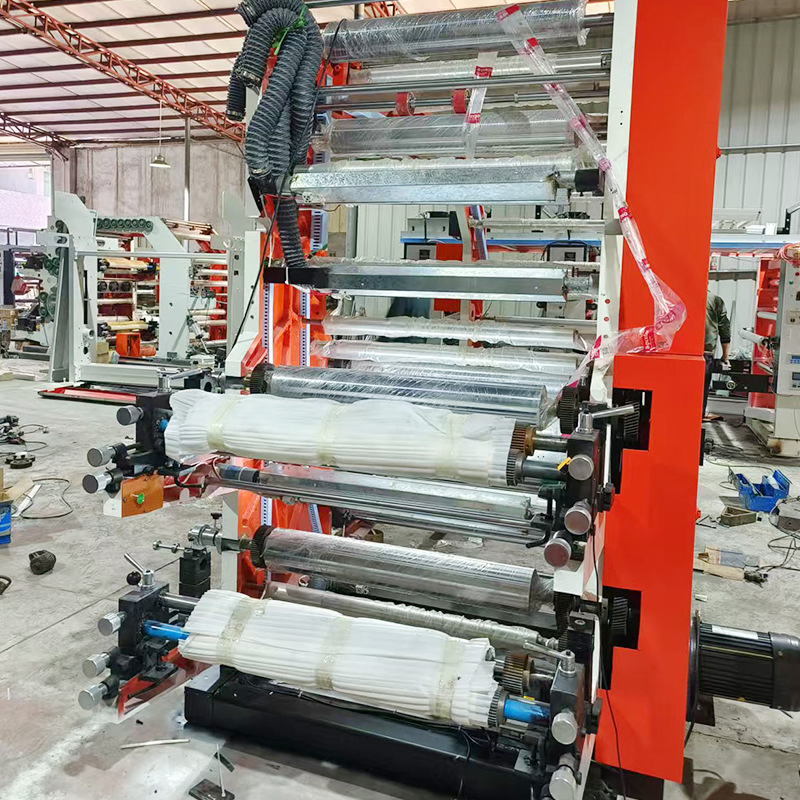 30 inch 4 color over bridge type flexographic printing machine high speed shaft less pe plastic bag printing machine plastic film printing machine