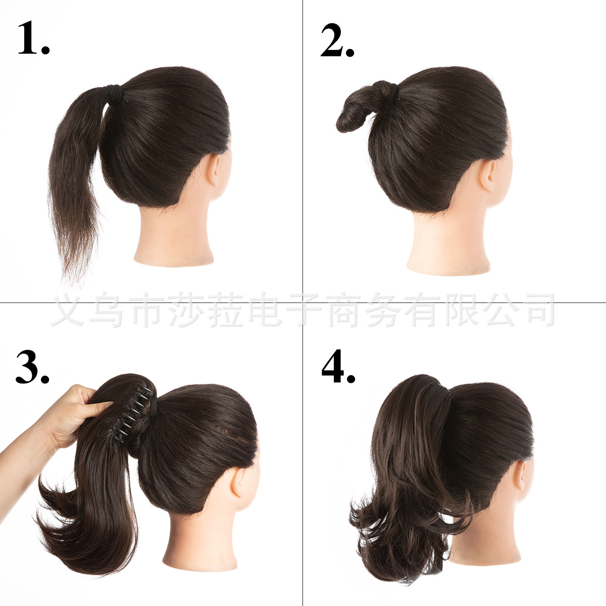 Cross-border European and American High Temperature Silk Wig Women's Grab Clip Short Hair Ponytail Matte Micro-roll Chemical Fiber Natural Wig Braid Hair