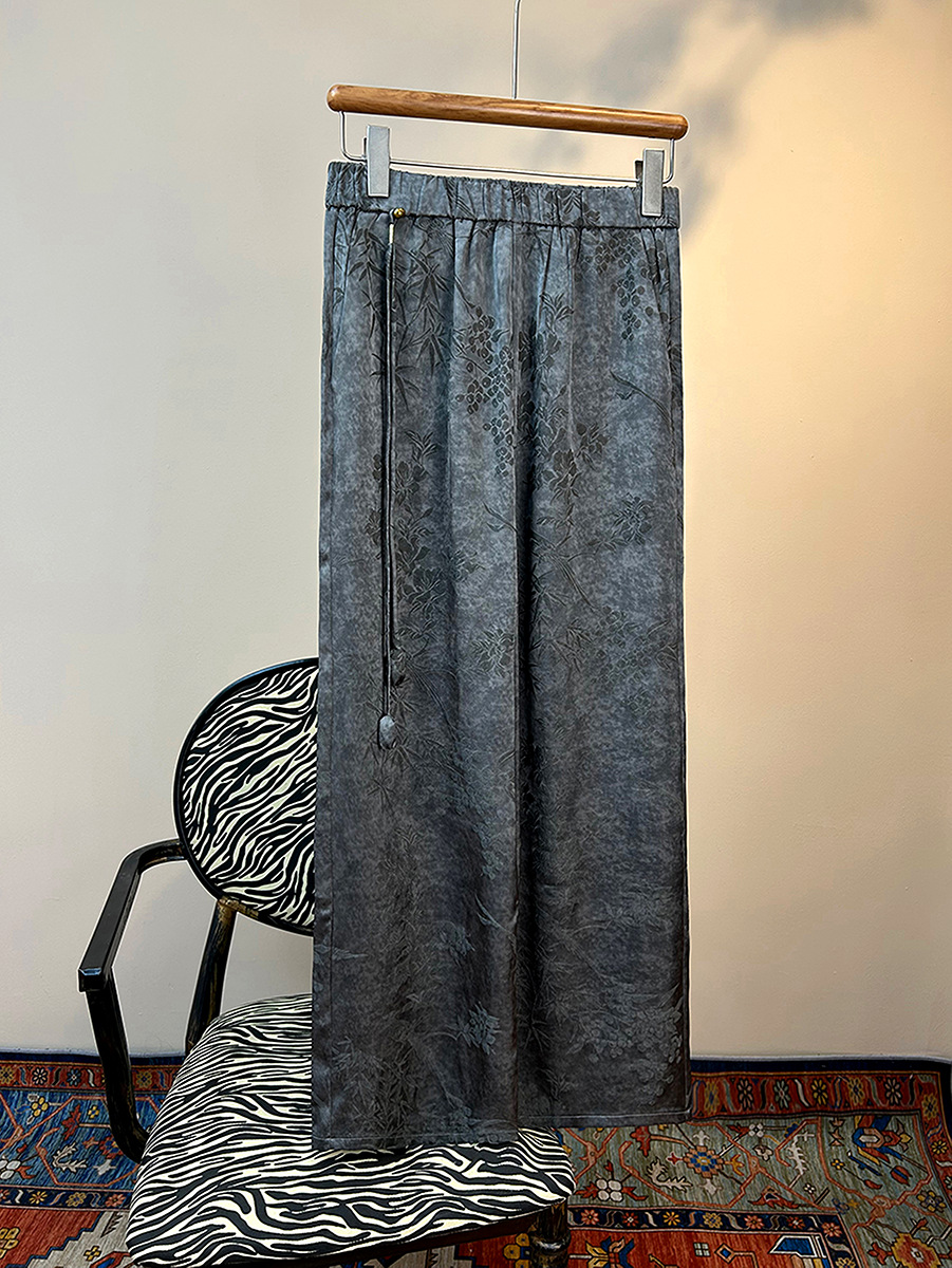 Spring and Summer 2025 New Jacquard Straight Pants Fuguizhu New Chinese Style National Style Selected Fabric Tassel Women's Pants