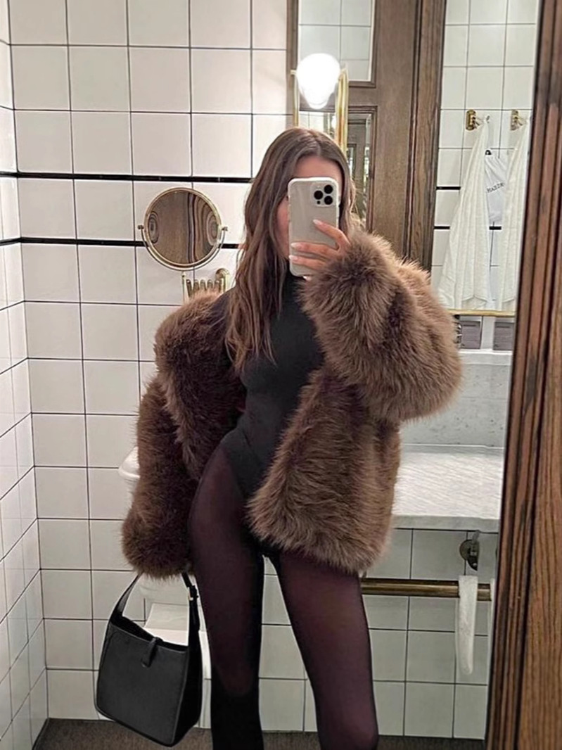 European and American New Fur Coat Mid-length plus size Women's Lapel Fox Fur Toca Artificial Wool X0050