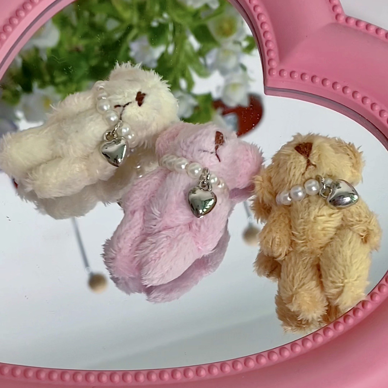 Милая плюшевая игрушка медведя с сердцем, брелок