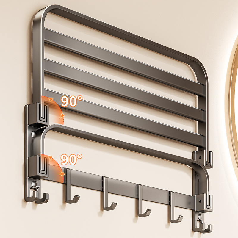 Towel Rack Toilet Punch-free Bath Towel Rack Integrated Hanger Kit Toilet Bathroom Bathroom Shelf Storage Rack