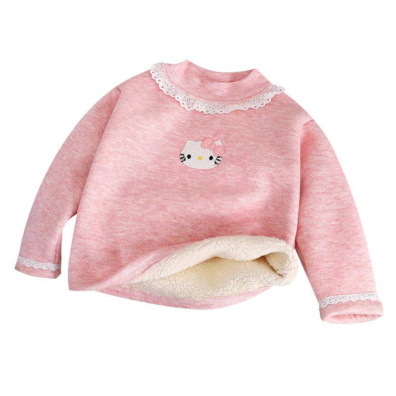 A generation of new boys and girls autumn and winter fleece-lined bottoming shirt western style baby girl high collar jacket warm long sleeve