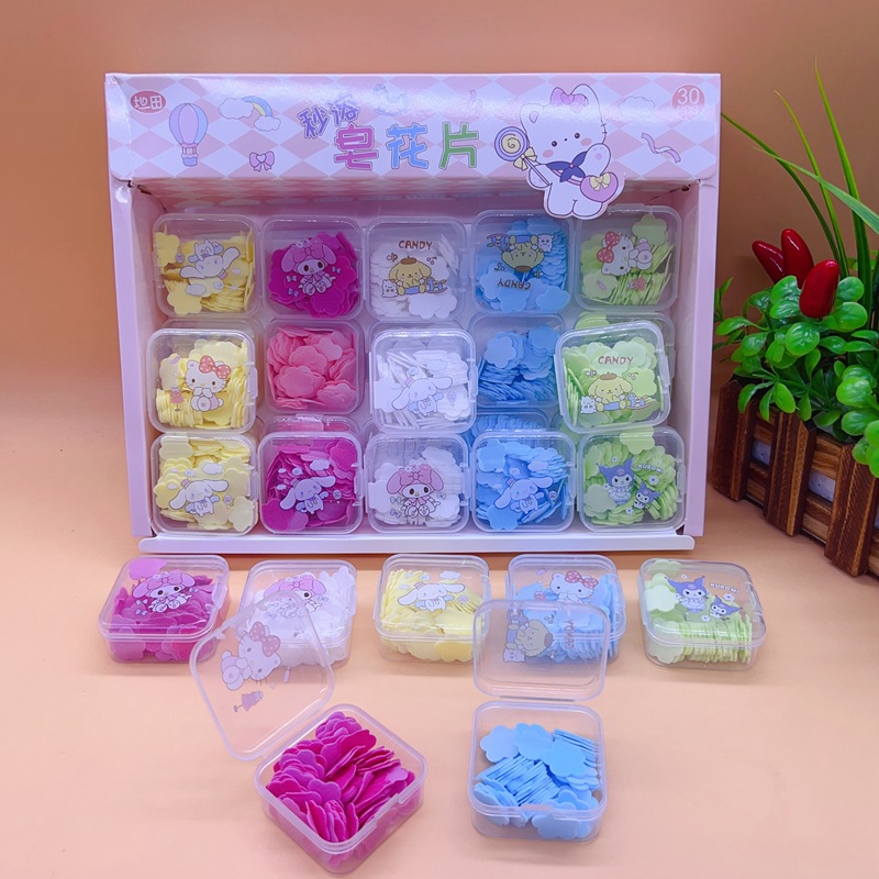 New Cute Small Square Box Instant Soap Flakes Cartoon Cute Kidsren's Hand Washing Tablets Disposable Soap Flakes Gift Batch