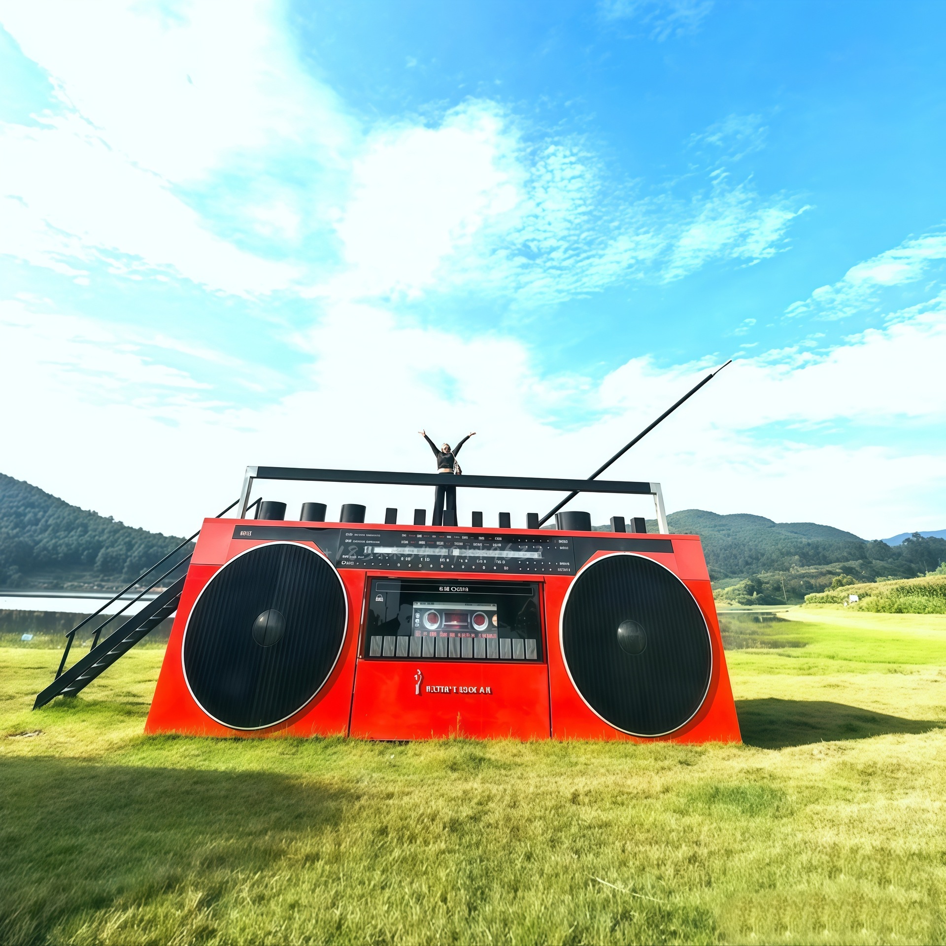 Large-scale retro tape recorder outdoor scenic spot net red clock cafe restaurant landscape sales shops catering shops