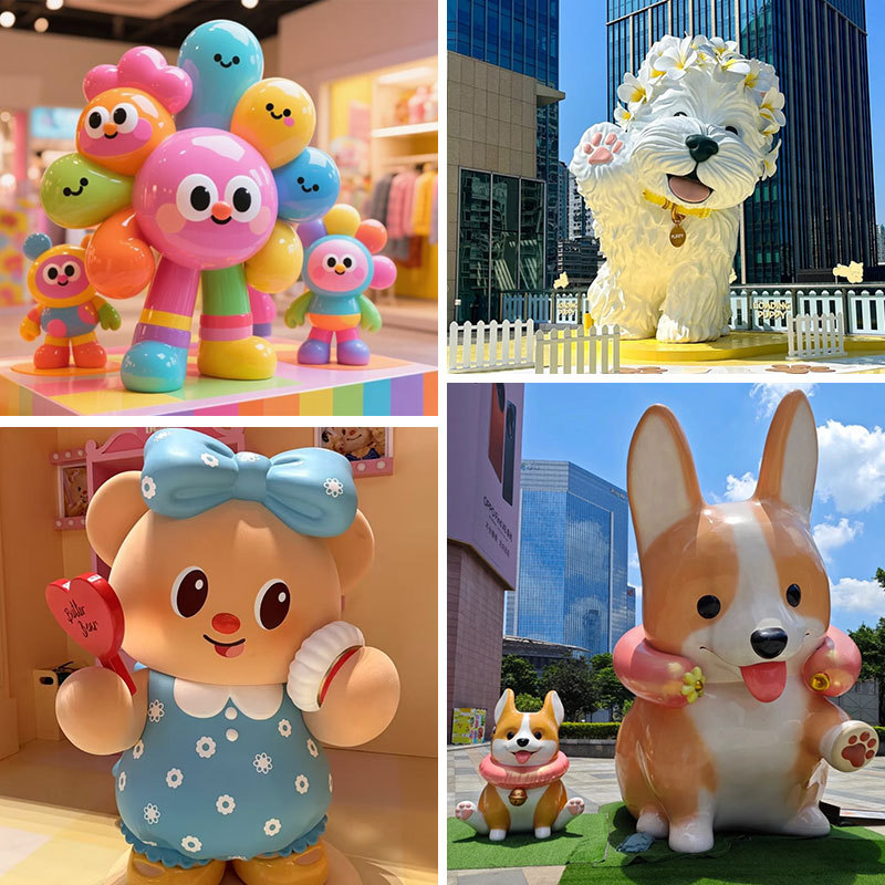 Fiberglass Sculpture Cartoon People and Animals Landscape Modeling Customized Large Outdoor Garden Paradise Decoration Shopping Mall Ornaments