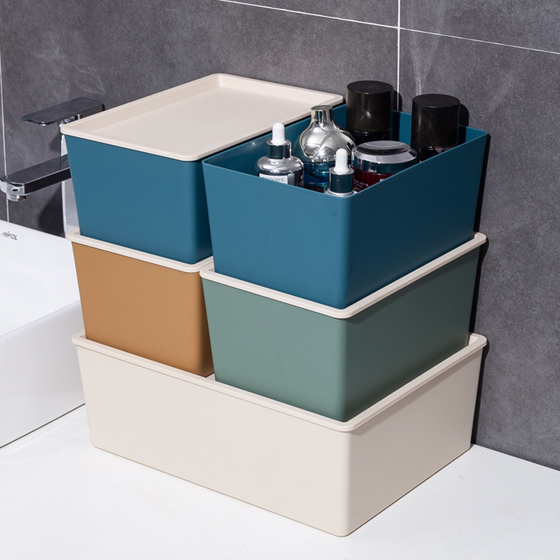 Sundries kitchen finishing box plastic wardrobe storage basket book socks underwear dustproof thickened storage box with lid