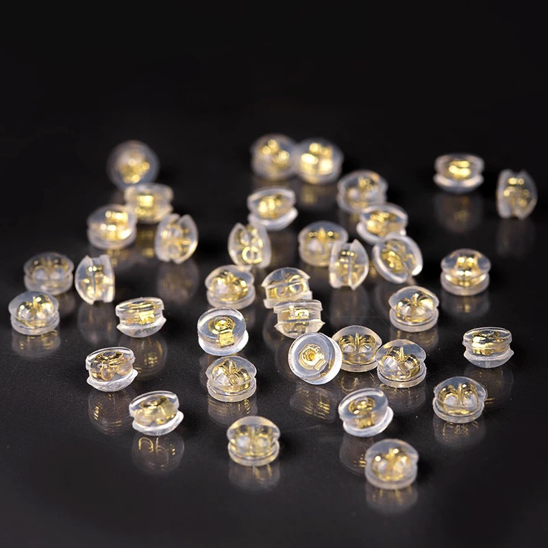 18K золотые силиконовые затычки для ушей Au750, цвет золота, противоскользящие, оптовая продажа