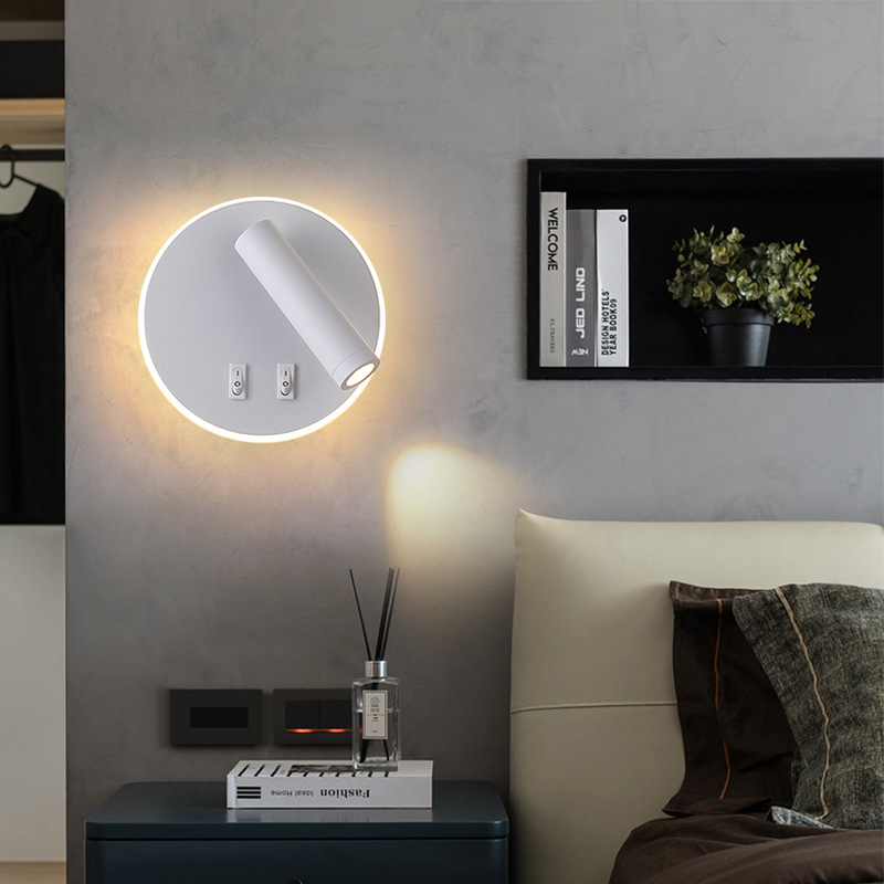 Scandinavian Minimalist Wall-Mounted Hotel Indoor Led Reading Lamp New Aluminum Corridor Bedroom USB Charging Bedside