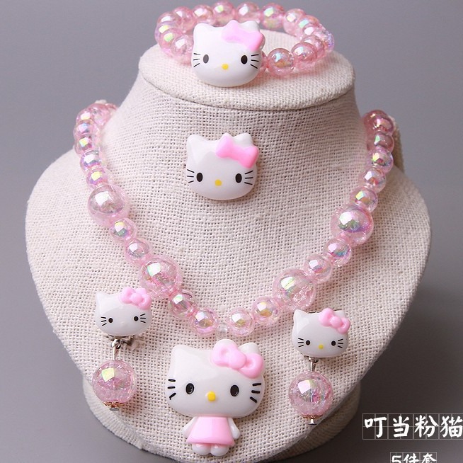 Children's new jewelry Frozen princess Elsa Cinderella pendant necklace bracelet earrings suit