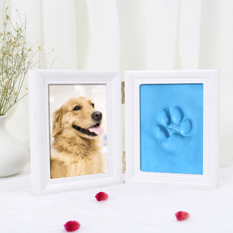 Dog Paw Print 5-inch 2-fold Pet Footprint Commemorative Photo Frame Cat Paw Print diy Clay Table Cross-border Hot Sale