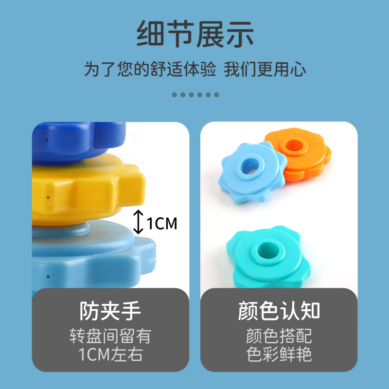 Rainbow Tower Turaround Music Color Ring Spiral Stacking Music Infant Educational Building Blocks Shape Matching Early Education Toy