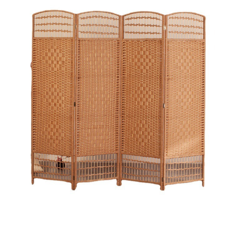 Rattan Partition Screen Antique Straw Handmade Living Room Partition Hallway Folding Screen Restaurant Indoor Classical Screen
