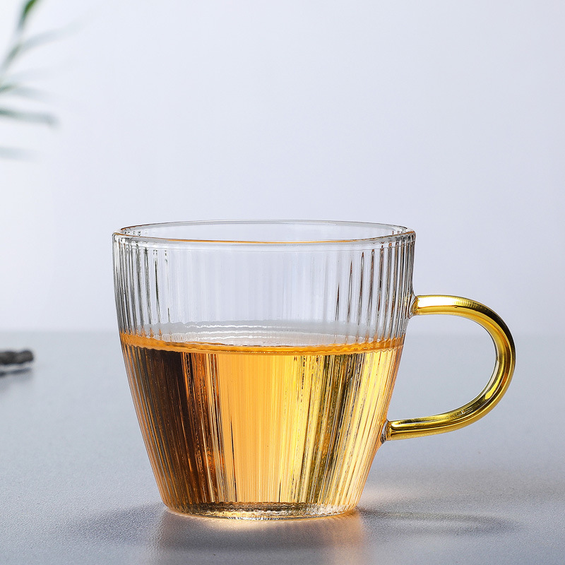 Japanese-style Hammer High Borosilicate Glass Small Tea Cup Tea Tasting Cup Kung Fu Tea Set Master Cup Glass with Handle