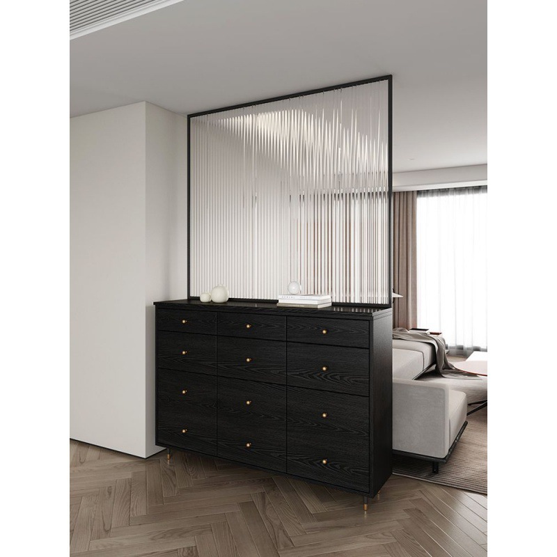 Light Luxury Entrance Door Entrance Cabinet Shoe Cabinet Integrated Household Living Room Changhong Glass Screen Partition Room Cabinet to Top