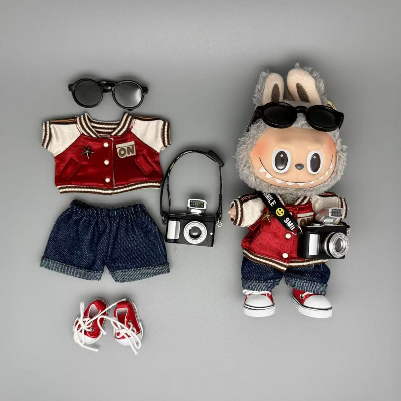 17cm First, Second and Third Generation 1Abubu Labubu Vinyl Doll Pendant Baseball Uniform Casual Suit Replacement Clothes