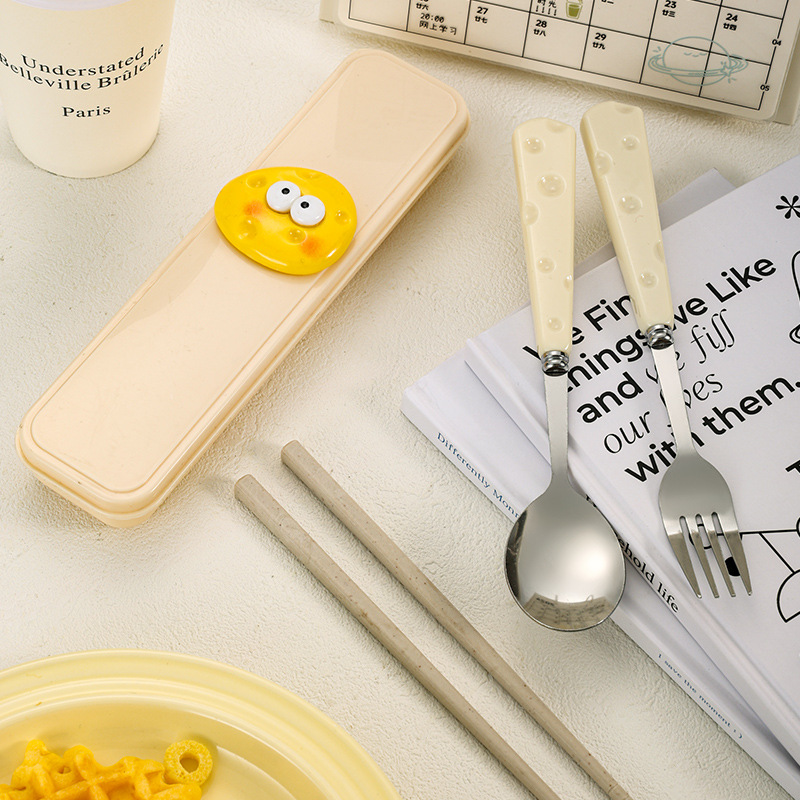 High-Looking Spoon Household Stainless Steel Fork Cute Girly Heart Tableware Cheese Spoon Fork Kidsren Eating Fork Spoon