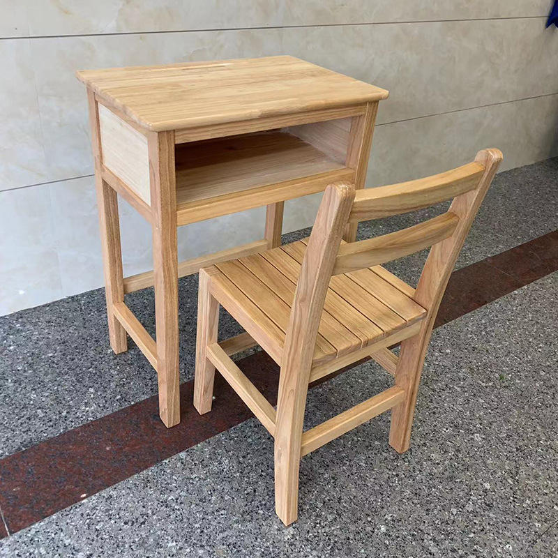 Factory direct wholesale solid wood desks and chairs middle school students desks and chairs solid wood solid wood table solid wood single desk stool