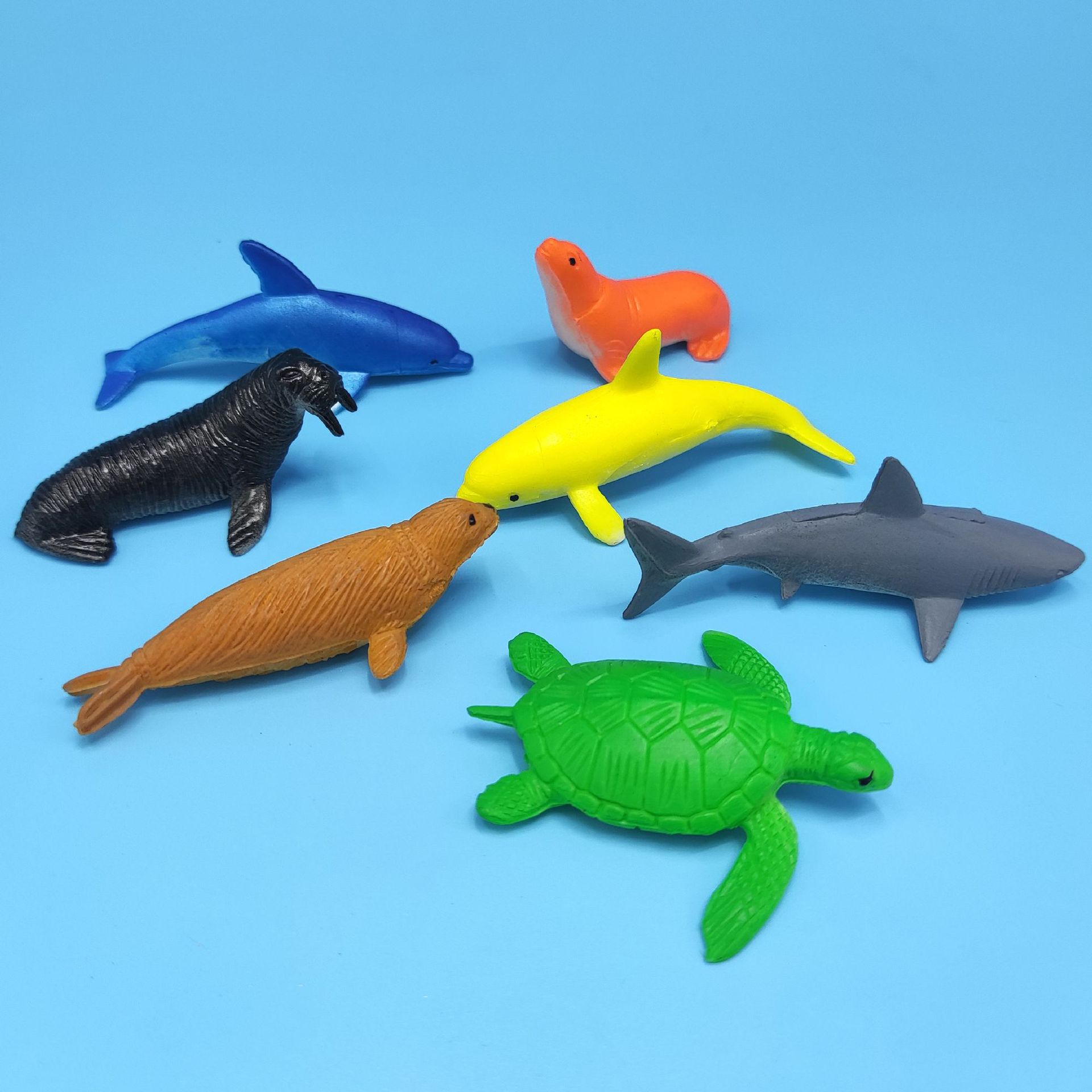 12 Simulation Marine Animal Model Mini Puzzle Cognitive Children's Toy Lobster Devil Fish Solid Model