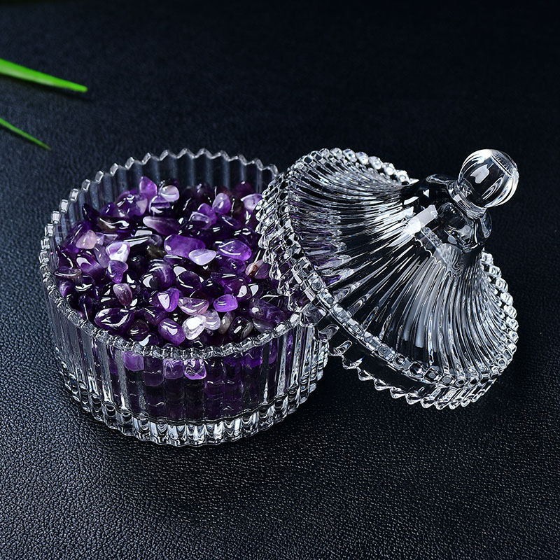 Factory direct natural amethyst gravel degaussing bowl ornaments bracelet degaussing stone jewelry container storage box