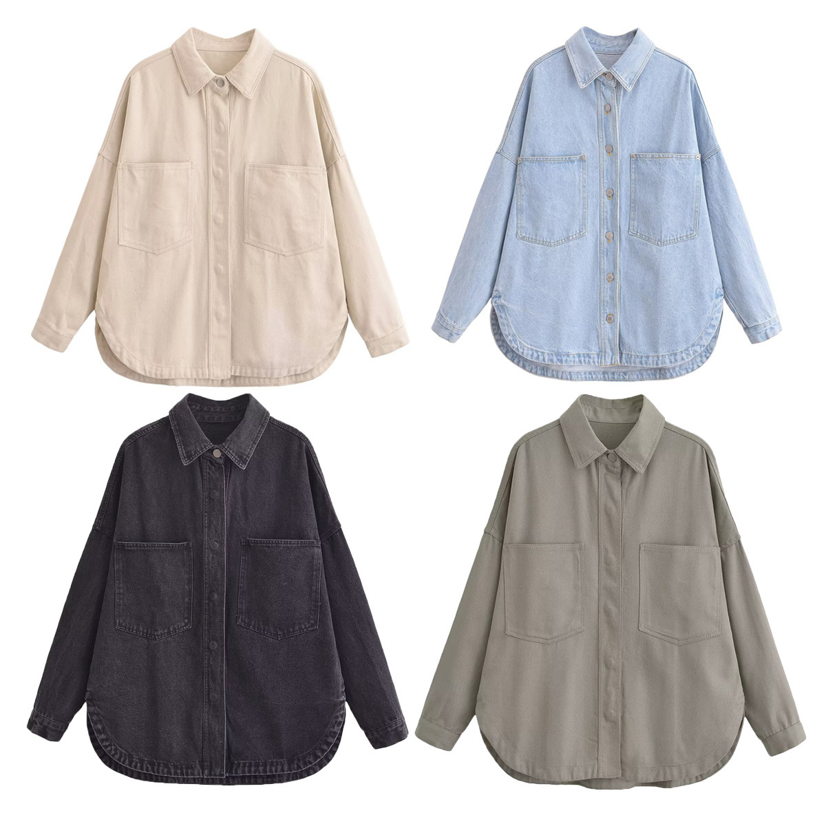 Amazon 2025 Spring and Autumn New Products European and American Cross-Border Women's Urban Casual Washed Denim Shirt Jacket M2