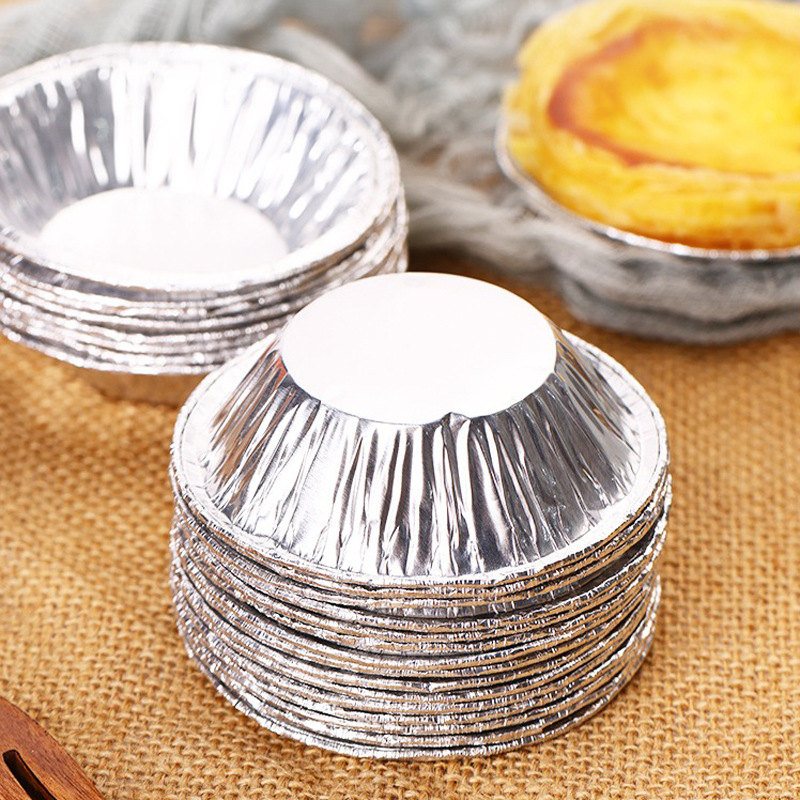 Disposable tinfoil egg tart mold round egg tart cup aluminum foil egg tart base holder alms cake mold baking tool