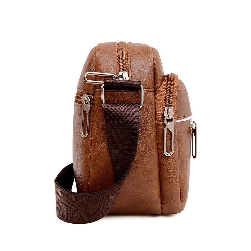 New PU leather fashion Men's messenger bag large capacity Men's shoulder bag casual multi-layer mobile phone coin purse wholesale