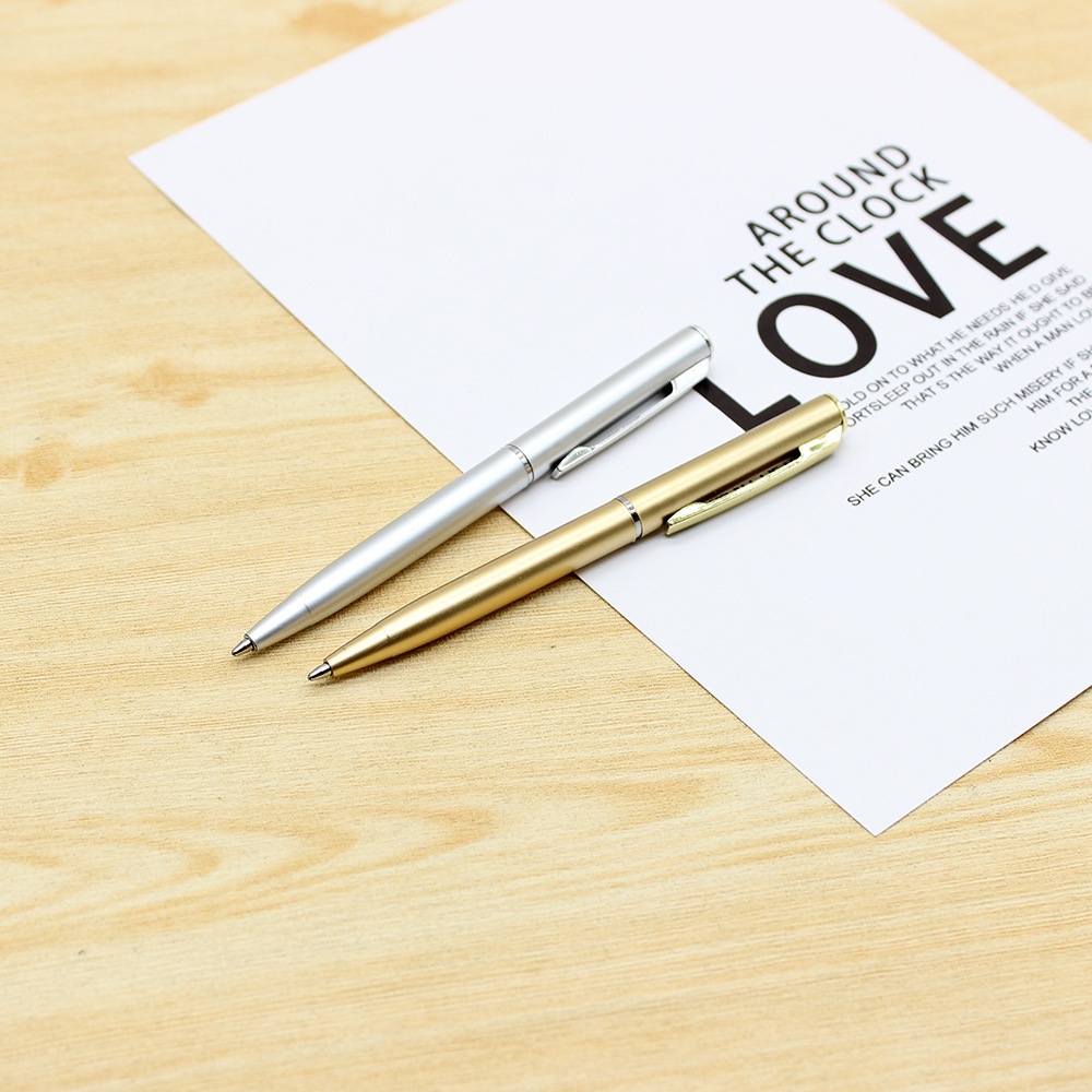 Short 10cm Small Ballpoint Pen Rotating Mini Small Xihua Gold Silver Short Pen with Notebook Gift Ballpoint Pen
