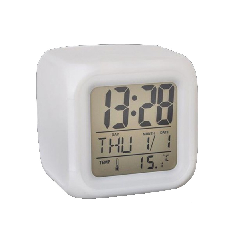 Cross-Border Colorful Square Clock Square Small Alarm Clock Led Colorful Color Changing Luminous Digital Alarm Clock Creative Gift
