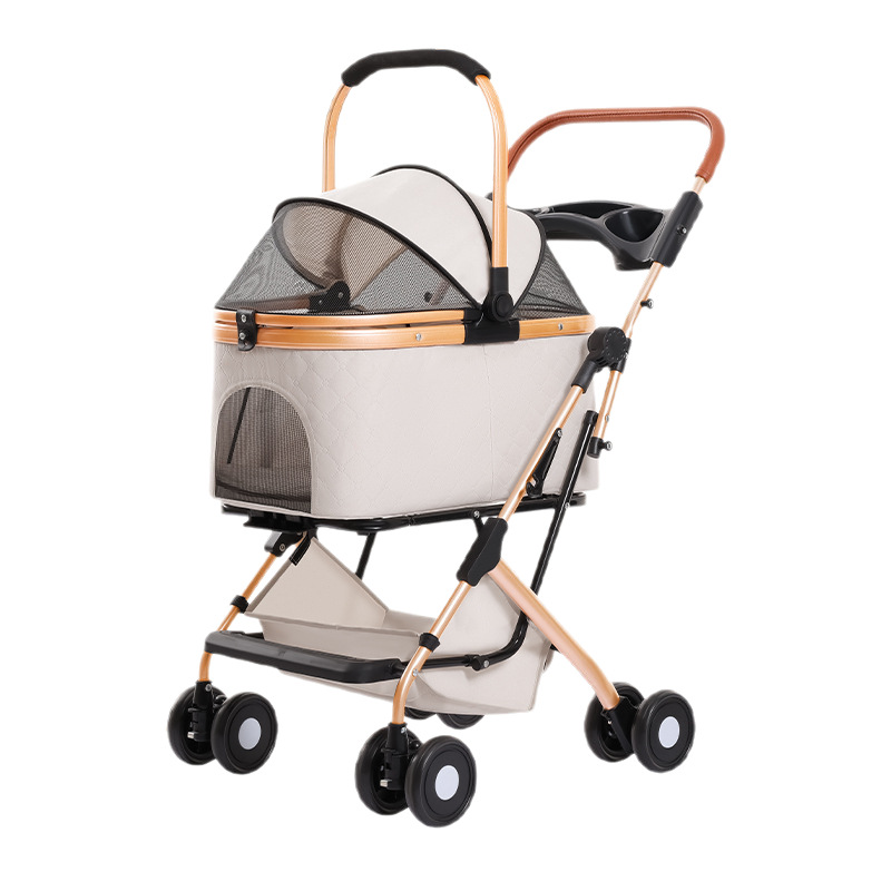 Pet Stroller Foldable Lightweight Small and Medium-Sized Dogs and Cats Outing Pet Bag Detachable Basket Dog Walking Stroller