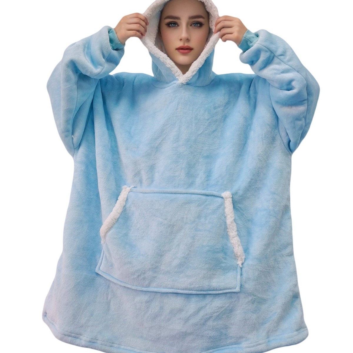 TEMU Amazon Cross-border Lazy Pullover Pajamas Warm Clothes Lamb Velvet hoodie blanket TV Blanket