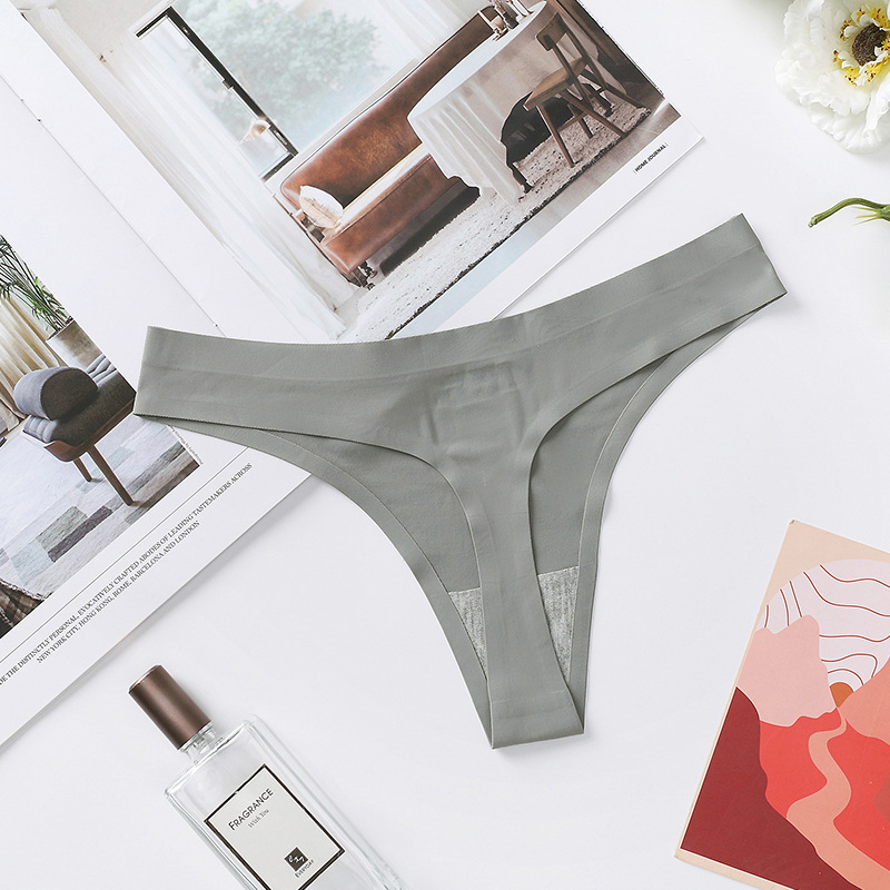 Foreign trade women's underwear sexy transparent ice silk Low Waist Seamless women's briefs thong