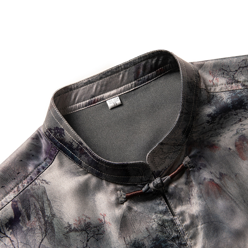 Tang suit male middle-aged and elderly father summer short-sleeved grandpa summer suit elderly Chinese style grandpa clothes 70 years old