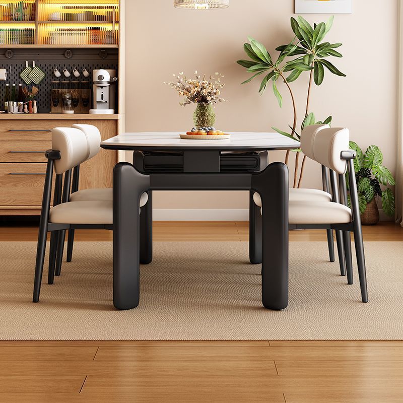 Скандинавский стиль, обеденный стол из сланца и стулья, современная простая мебель для небольших квартир