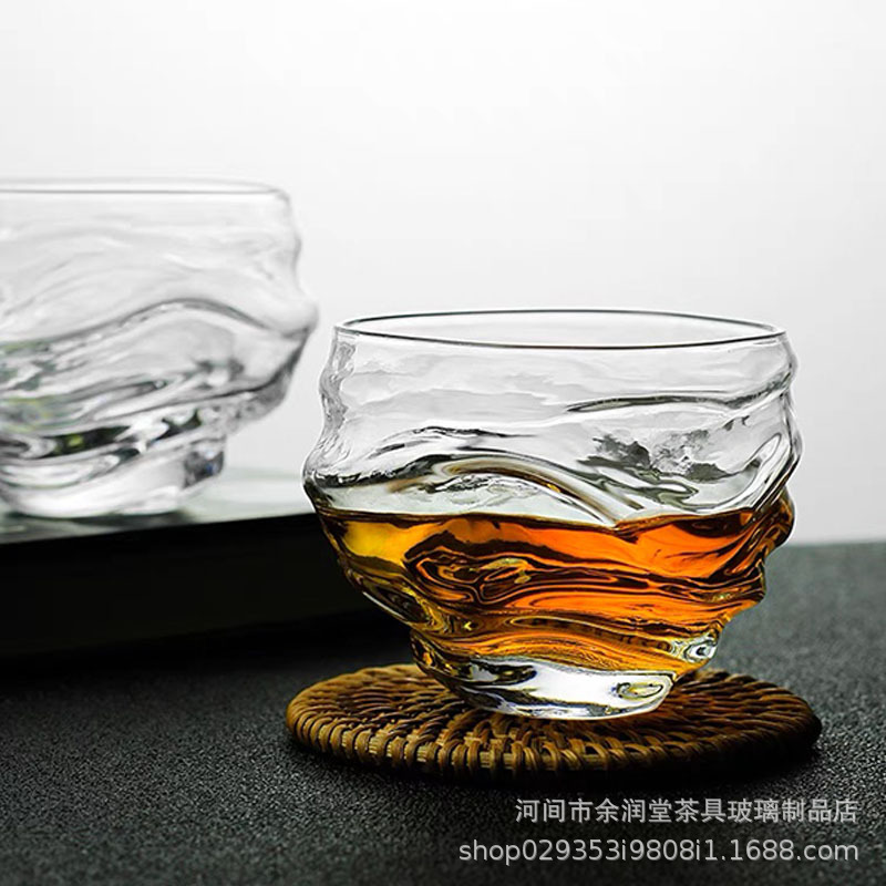 High Borosilicate Glass Water Cup Creative Spiral Juice Cup Shanhe Cup Whisky Wine Glass Household Kung Fu Tea Set