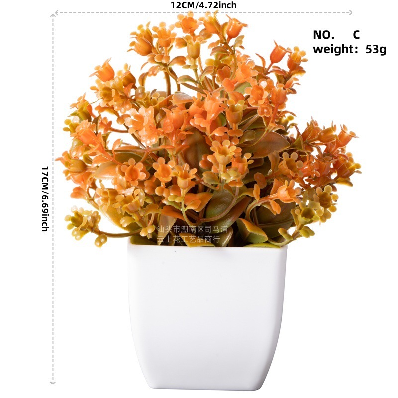 Artificial Autumn Color Creative Mini Potted Plants Artificial Flowers Home Indoor Living Room Desktop Decoration Ornaments European Style