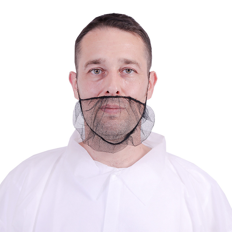 Disposable Nylon Beard Cover Black Mesh Dustproof Single Loop Single Rib Beard Cover Pocket Cover Manufacturer Wholesale