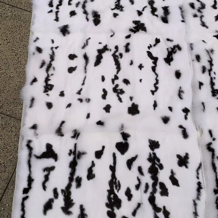 Angora rabbit fur leather black and white flower processing pillow car cushion raw materials parker inner liner fur accessories