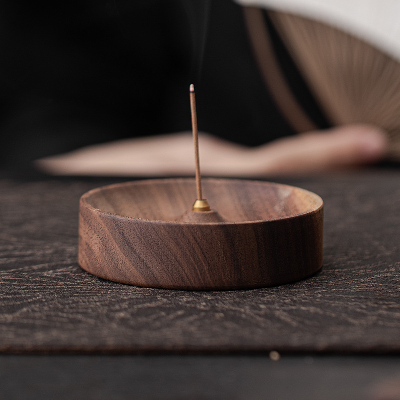 North American black walnut wood incense thread incense agilawood new Chinese solid wood Zen round incense base home incense