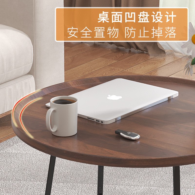 Factory Direct Sales Light Luxury Nordic Modern Coffee Table Living Room Round Sofa Side Table Corner Table Creative Solid Wood Small Tea Table