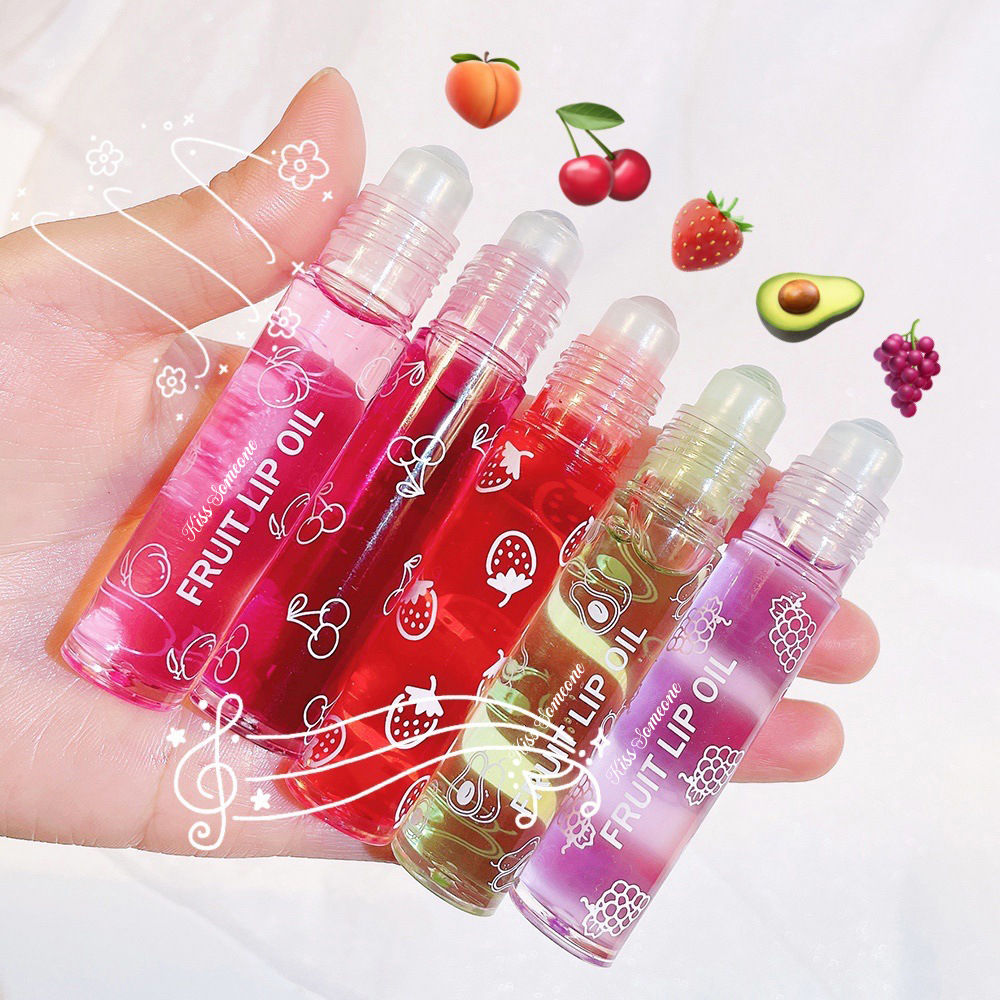 Cross-border walking bead lip oil moisturizing lip balm liquid moisturizing ball oil colorless transparent fruit avocado lip oil