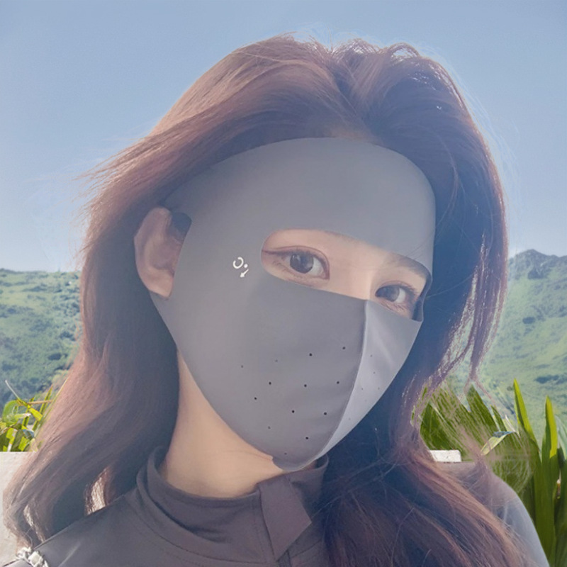Outdoor Full Face Sunscreen Women's Summer Anti-UV Sunshade Ice Silk Face Mask Face Gini Protection