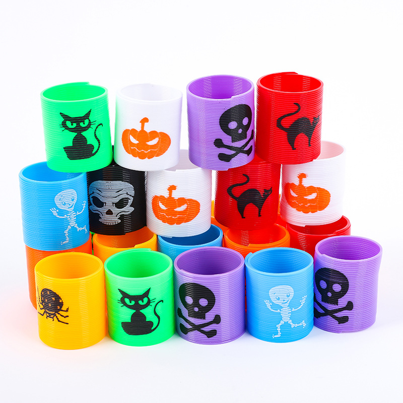 Cross-Border Halloween Plastic Spring Ring Science and Education Fun Jenga Mini Rainbow Circle Children's Toy Manufacturer Wholesale