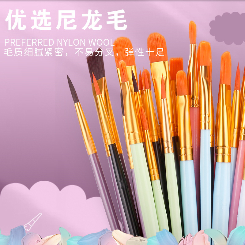 10 oil brush plastic nylon brush suit watercolor acrylic paint brush children's painted sketch pen wholesale