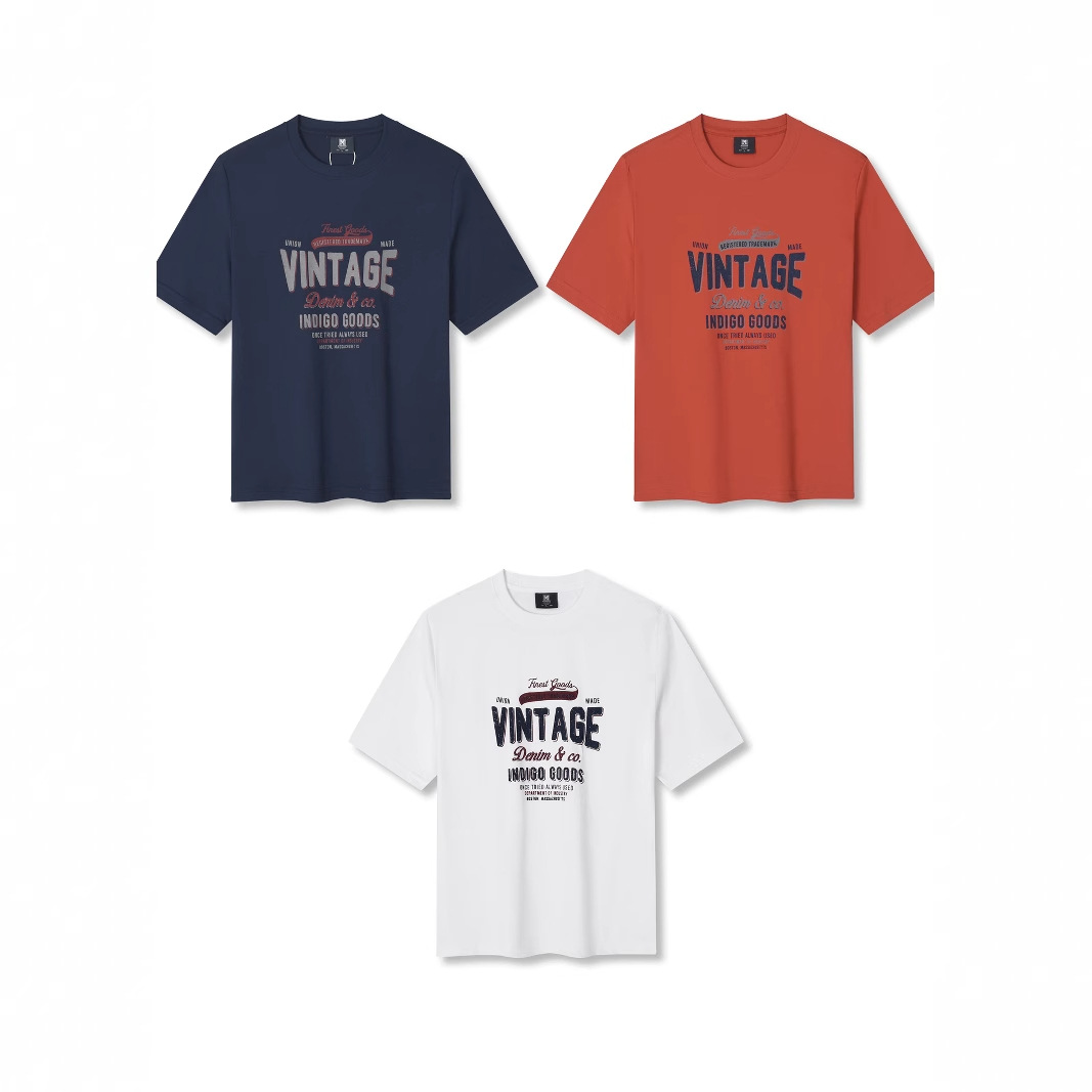 2025 Casual New Men's Short-Sleeved T-Shirt Pure Cotton Men's Round Neck European and American Trendy Men's Clothing Wholesale Factory