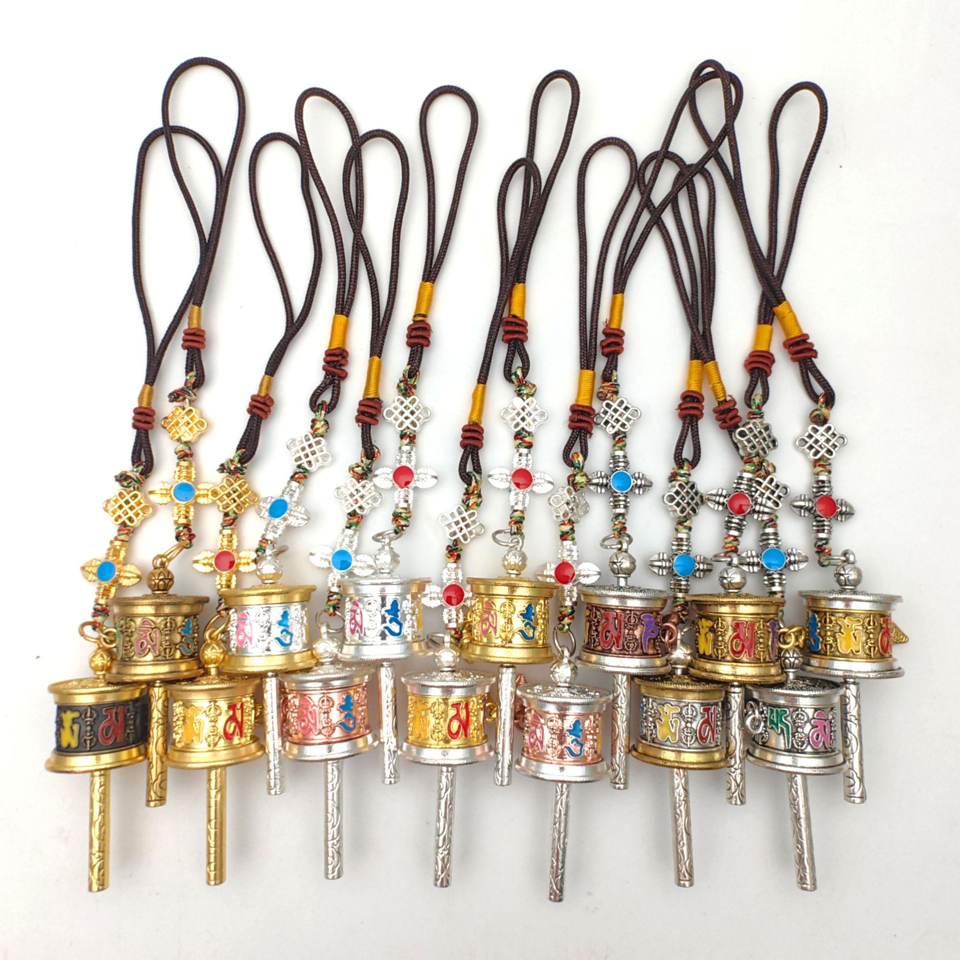 Xizang Prayer Wheel Six-Character Mantra Retro Ethnic Style Diamond Rope Bag Car Pendant Fashion Jewelry